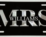 Custom Name Mrs. Car Tag Diamond Etched Engraved Black Metal License Pla... - $21.79