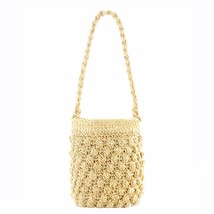 Summer Straw Bucket Bags For Women Handmade Drawstring Beach Shoulder Bags Raffi - £23.98 GBP