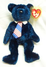 TY Beanie Baby SOFT POPS THE BLUE TEDDY BEAR W/ TIE 8&quot; Stuffed ANIMAL To... - $14.85