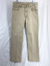 Wrangler Jeans Size 34x30 Straight Fit Men&#39;s Beige Distressed Faded Denim - £16.69 GBP