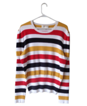 JNY Jones New York Sport Multicolor Stripe Sweater Ribbed Puff Sleeve XL... - £11.84 GBP