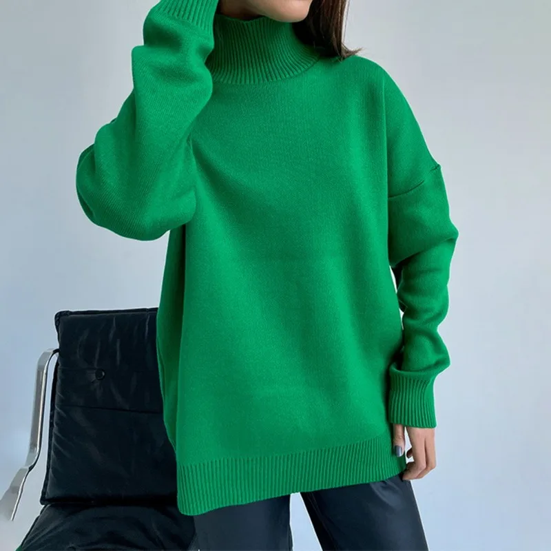 Women neck  CHIC Autumn Winter Thick Warm Pullover Top Oversized Casual Loose  J - £83.71 GBP
