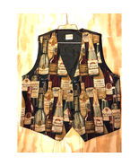 VTG YK &quot;York&quot; Mens Vest Multicolor XL French Wine Bottle Tapestry - Butt... - $29.61 CAD