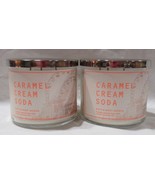 Bath &amp; Body Works 3-wick Scented Candle Lot Set of 2 CARAMEL CREAM SODA - $64.47