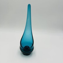 Viking Art Glass Taper Bluenique Glow Candle Holder 11” Mid Century Modern - £69.38 GBP