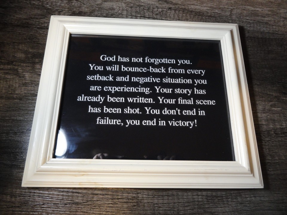 &quot;GOD HAS NOT FORGOTTEN YOU...&quot; QUOTE PHOTO IN VINTAGE WHITE FRAME 10.5&quot; ... - $37.89