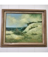 Vtg Original Oil Painting Beach Sand Dunes Signed Delbam 21×25 Inches Wo... - £117.95 GBP
