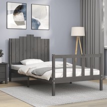 Bed Frame with Headboard Grey 100x200 cm Solid Wood - £86.15 GBP