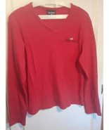 Polo Ralph Lauren Women’s V-Neck Long Sleeve Red T-Shirt Large Golf Preppy - $24.42 CAD