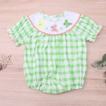 NEW Boutique Baby Girls Easter Bunny Rabbit Gingham Bubble Romper Jumpsuit - £10.70 GBP