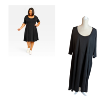 AVA &amp; VIV Womens Black Scoop Neck Jersey Knit Swing Dress Size 4X - £20.33 GBP