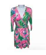 Lilly Pulitzer Emilia Long Sleeve Wrap Dress Paradise Bound Serene Blue ... - $61.54 CAD