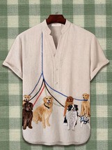 Men&#39;s Leash Pet Dogs Felt Embroidery Half Button Shirt - €21,86 EUR