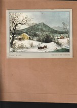 Vintage Single CURRIER &amp; IVES Art &quot;WINTER IN THE COUNTRY Christmas Greet... - $6.00