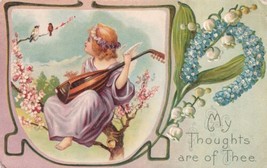 Lute Playing Angel My Thoughts Are Of Thee Pottersville MO 1909 Postcard E13 - $4.94