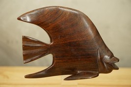 Vintage MCM Mid Century Modern Ironwood Angelfish Fish Carved Wood Sculpture - £22.52 GBP