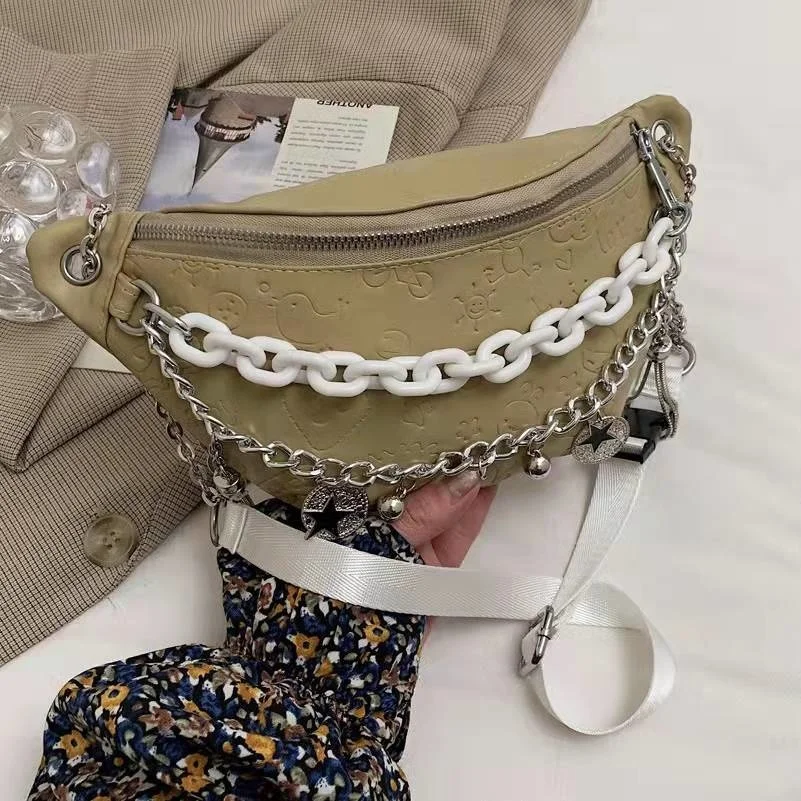  female bag Western style waist bag chain solid color one- messenger female bag - £61.32 GBP