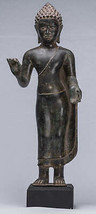 Antigüedad Thai Estilo Dvaravati Bronce Standing la Predicación Buda Estatua - £491.94 GBP