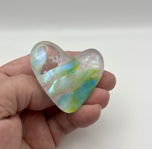Handmade Dichroic Glass Heart Object de Arté Keepsake- “You Are Loved&quot; #362 - $45.00