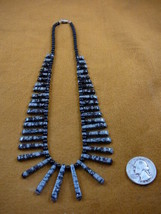 (v300-1) 18&quot; maxi fan style Black gray OBSIDIAN Beads GEM bead Necklace fashion - £32.44 GBP