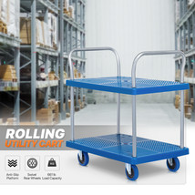 2-Deck[Swivel Wheels]Rolling Utility Cart Tool Storage Shelves Trolley W... - £219.01 GBP