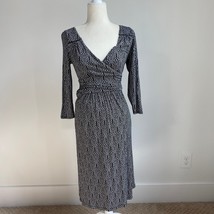 Anthropologie Maeve Galena Faux Wrap Black &amp; White Print Midi Dress XS - $24.99