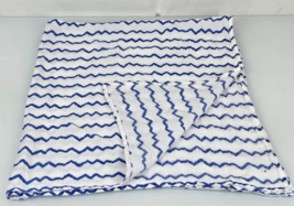 Aden &amp; Anais Baby Blanket White Blue Chevron Zig Zag Stripe Muslin Cotton 42x44&quot; - £27.29 GBP