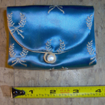 Satin jewelry storage bag  pouch w/ 6 Accordian Pockets Vintage 70s draw... - $83.39