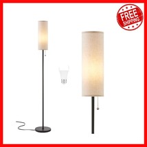 Tall Floor Lamp with Adjustable LED Bulb - Modern Beige Shade for Living... - $44.61