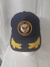 VINTAGE USA NAVY Snapback Patch Mesh Trucker Gold Leaf Cap Hat Adjustabl... - £19.49 GBP
