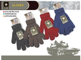 U.S. ARMY Star Logo Unisex Pair Warm Winter Knit Gloves Soft Full Finger Mittens - £7.98 GBP