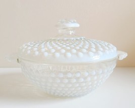 Anchor Hocking Vintage Moonstone Glass Covered Dish w/ Bubbled handles - £11.76 GBP