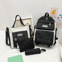 4pcs/Set College Student Schoolbag Unisex Outdoor Shoulder Bag Large Capacity Fa - £61.63 GBP