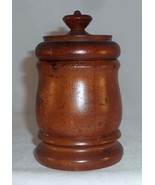 Old Turned Maple Wood Lidded Cylindrical Canister Lid Having Button Cap ... - $77.00