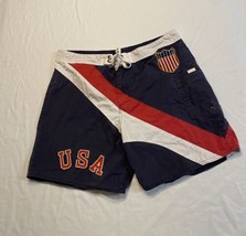 Vintage Polo Ralph Lauren Swim Board Shorts USA Navy Red Crest Mens 38 A... - $38.70