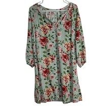 Pioneer Woman Dress Womens Large Light Green Floral Print Lightweight Rayon - $12.99