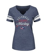 NHL Columbus Blue Jackets Women&#39;s Small Navy Heather/White Tee Shirt - £15.86 GBP