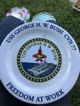 USS GEORGE H W BUSH CVN 77 MESS HALL FREEDOM AT WORK 9&quot; PLATE New Nice O... - $49.49