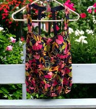 Lands' End Women's Size 10 Navy Blue Pink Green orange Floral Tankini To... - $21.77