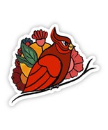 Cardinal Floral Sticker - $3.96