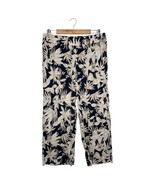 Nicole Miller Pants Womens XL Blue Linen Wide Leg Tropical Cropped Beach... - $31.12 CAD