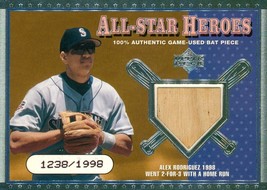 2001 Upper Deck All Star Heroes Memorabilia Alex Rodriguez AR Mariners 1238/1998 - £5.86 GBP