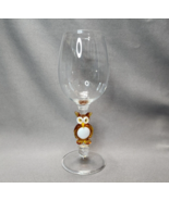 Hand Blown Art Glass Amber Owl 3D Figural Bird Wine Glass 16 oz Goblet A... - £19.41 GBP