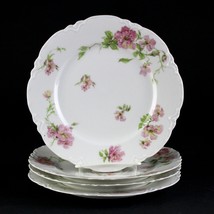 Haviland Limoges Schleiger 59 Pink Roses Luncheon Plates 4pc Set, Antique 8 1/2&quot; - £62.95 GBP