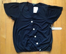 STORY ON Black Wrap Short Sleeve Blouse Size Small - $16.47
