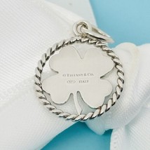 Tiffany Silver Twist Good Luck Shamrock Lucky Irish 4 Leaf Clover Charm Pendant - £212.53 GBP