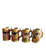 Beer Steins w/Lids German Octoberfest Stamped A B C D Hand Painted Set 4... - $46.71