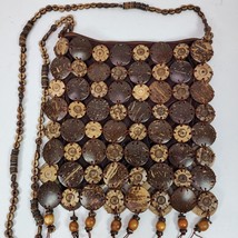 Vintage 1970 Beaded Hippie Crossbody Brown Earth Tones - £27.49 GBP