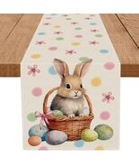 QIONG MENG Easter Table Runner Bunny Eggs Basket Flowers 13x72 Inch - $66.39 MXN QIONG MENG Easter Table Runner Bunny Eggs Basket Flowers 13x72 Inch - $66.39 MXN