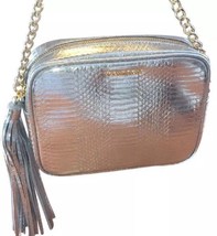 Victoria&#39;s Secret Fashion Show Silver Cross Body Tassel Gold Chain Purse Bag - £23.63 GBP